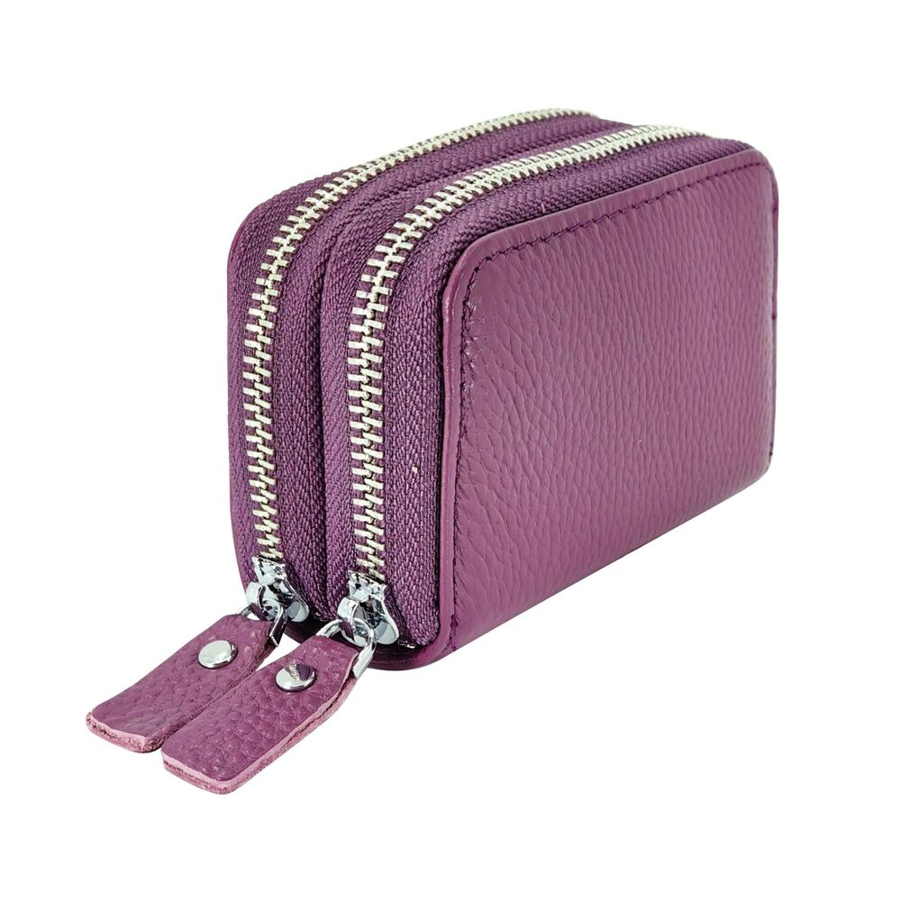6897 Leather Multi Compartment Credit Card Wallet Zip Accordion Wallet